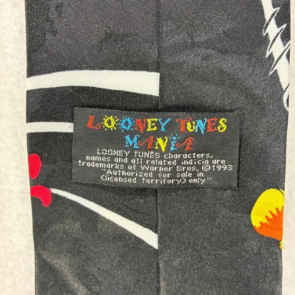 Looney Tunes Mania Mighty Toons Vintage 1993 Necktie Mens Superhero Black OS